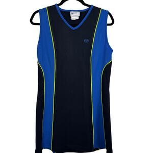 Sergio Tacchini Sleeveless Color Block Dress Size Medium Blue Black Tennis Golf